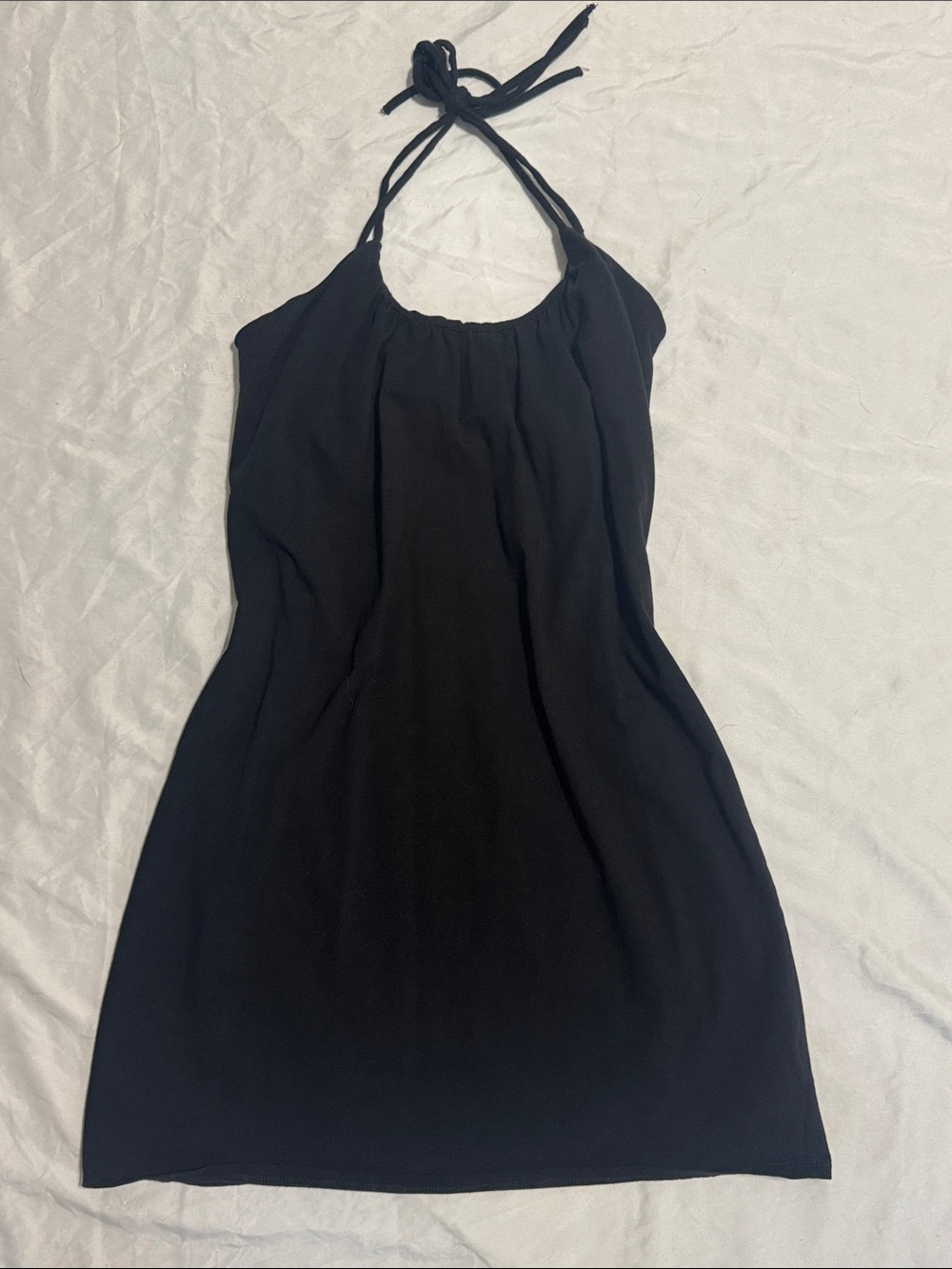Victorias Secret Black Halter Dress Built In Bra Shelf Cami Babydoll Summer XS